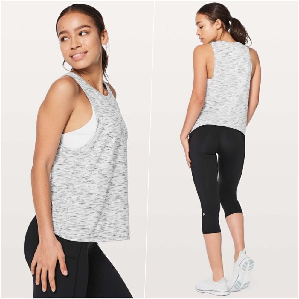 Lululemon Run Muscle Tank Black Grey White 4 NWOT